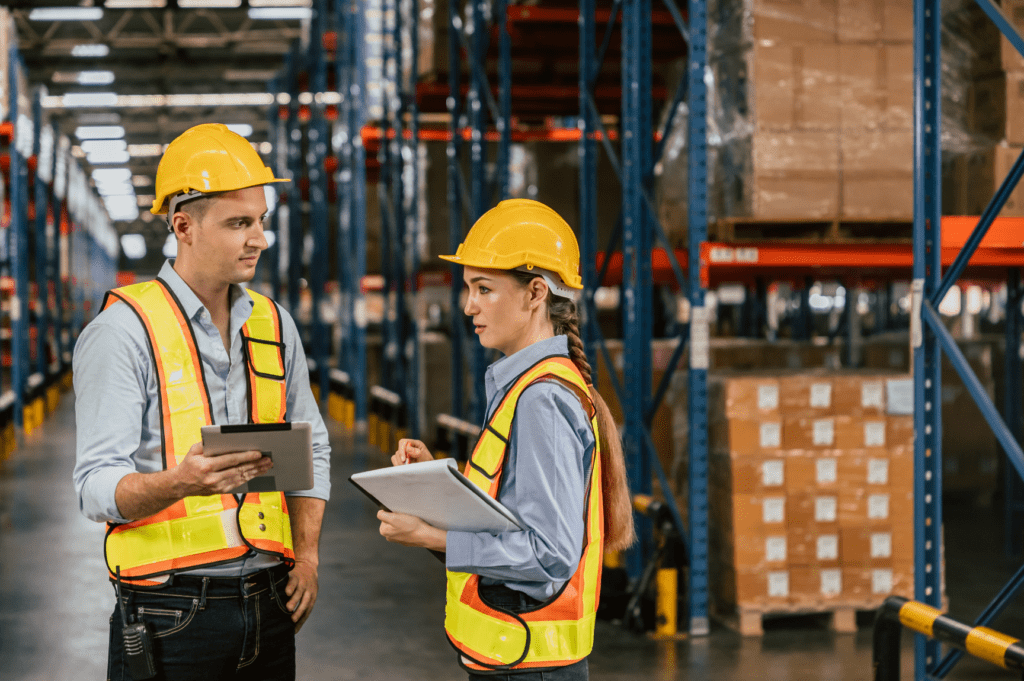 Cleveland cross dock workers managing freight inventory