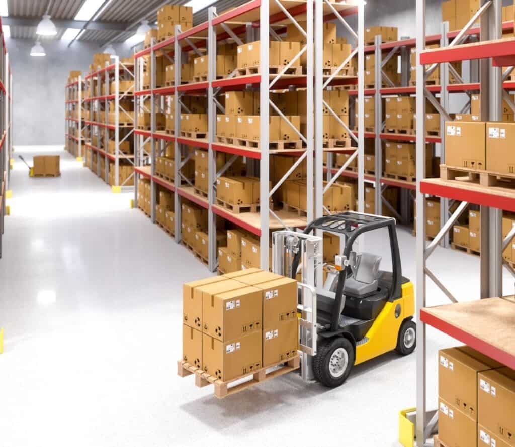 Refrigerated storage area in OLIMP Newark facility for cold and frozen goods.