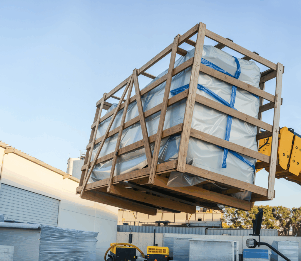Freight restacking and pallet repair process.